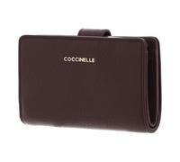 COCCINELLE Cuero Monedero Metallic Soft Mini Wallet Grained Leather Berry Morado Oscuro