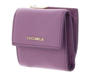 COCCINELLE Cuero Monedero Metallic Soft Wallet Grained Leather Jellyfish púrpura