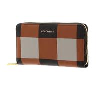 COCCINELLE Cuero Monedero Metallic Vichy Patch Wallet MUL. Robin/Fango marrón