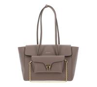 COCCINELLE Double Beat Grained Leather Handbag Warm Taupe