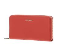 COCCINELLE Metallic Soft Zip Around Wallet Grenadine Red