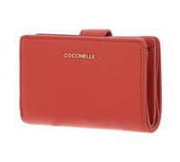 COCCINELLE Metallic Soft Mini Wallet Grained Leather Grenadine Red