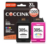 COCCINK 305XL Cartuchos de Tinta para HP 305 XL DeskJet 2820e Negro y Color