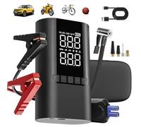 COCCKO Arrancador de Batería de Coche 6000A 10000mAh con Compresor de Aire 150PSI, Jump Starter Portátil para Moto y Auto 12V, Power Bank con USB QC 3.0, Linterna LED SOS, Pantalla Inteligente