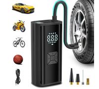 COCCKO Compresor de Aire Portátil 12V, Inflador de Neumáticos con Batería de Litio Recargable, 5 Modos, Pantalla Digital, Función de Carga USB, Para Coche, Bicicleta y Moto, Compacto