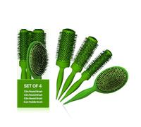 COCCO Aura Brush - Juego de cepillos redondos y de cerámica para mujer, secado y control del encrespamiento, cerdas de turmalina, agarre ergonómico, juego de peinado completo, color verde
