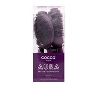 COCCO Aura Brush - Juego de cepillos redondos y de cerámica para mujer, secado y control del encrespamiento, cerdas de turmalina, agarre ergonómico, juego de peinado completo, color morado