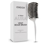 COCCO Aura Vent - Cepillo de jabalí | Diseño ventilado de doble curva para un secado más rápido, desenredar y brillo sin esfuerzo, jabalí + cerdas de nailon, mango ergonómico cómodo para peinado