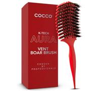 COCCO Aura Vent - Cepillo de jabalí | Diseño ventilado de doble curva para un secado más rápido, desenredar y brillo sin esfuerzo, jabalí + cerdas de nailon, mango ergonómico cómodo para peinado