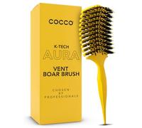 COCCO Aura Vent - Cepillo de jabalí | Diseño ventilado de doble curva para un secado más rápido, desenredar y brillo sin esfuerzo, jabalí + cerdas de nailon, mango ergonómico cómodo para peinado