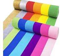 Coceca 12 rollos de serpentinas de papel crepé de 299.9 m en 12 colores para decoraciones de fiesta de arco iris, boda, ceremonia, cumpleaños, decoración de interiores