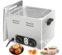 Cocedor Comercial de Huevos de Acero Inoxidable, Hervidor Eléctrico de 2600W con Cesta de Malla, Capacidad Grande de 60 Piezas, Control Preciso de Temperatura y Temporizador