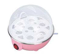 Cocedor de Huevos, Cocedor de Huevos Duros, Multifunción, Antiquema en Seco, 350 W, Capacidad para 7 Huevos con Placa de Calentamiento para Alimentos, Huevos y Leche (Rosa)