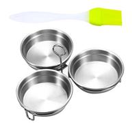 Cocedor de huevos de acero inoxidable - 3 para forma redonda y de corazón, hornillos antiadherentes con parrilla, molde para panqueques con fritos, copas para horno microondas y piano Co