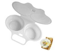 Cocedor de huevos para microondas - Vaporizador de huevos cocidos de 2 cavidades | Temporizador de caldera de PP, herramienta de desayuno DIY para sándwiches, pan de pita,