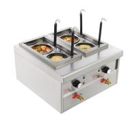 Cocedor de pasta eléctrico de acero inoxidable, 30 - 110 °C, con 4 cestas de colador y 2 tapas, para cocinas, restaurantes y restaurantes de pasta, 2 × 2 kW (plata)