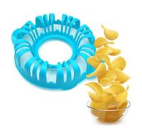 Cocedor de patatas al microondas, recipiente para cocinar chips sin aceite, saludable, fácil luz, sin grasa, apto también para frutas y verduras (azul)