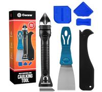 Cocew Herramienta de calafateo de silicona, raspador de cuchillo de masilla, 3 raspadores de esquina de pegamento de vidrio, herramienta de eliminación de calafateo, herramienta de eliminación de