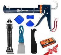 Cocew Kit de herramientas de calafateo, pistola de calafateo suave y removedor de calafateo, herramienta de acabado de sellador, raspador de lechada, grandes herramientas de pistola de silicona para