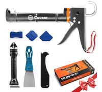 Cocew Kit de herramientas de calafateo, pistola de calafateo suave y removedor de calafateo, herramienta de acabado de sellador, raspador de lechada, grandes herramientas de pistola de silicona para