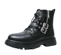 Cocey Botas de moto cortas para hombre - Cordones con puntera redonda, Negro , 43 EU