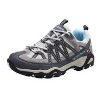Cocey Par de botas de senderismo con aplicaciones de ante, versátiles zapatos de trekking para actividades, gris claro, 38 EU
