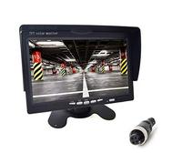 Coche 7" Monitor 4 Pines AVIACIÓN Conexión Estacionamiento Sistema Cámaras de Marcha Atrás 800x480 HD 2 Canales 12V-24V Sombrilla Antideslumbrante Alta Birhgtness para Camión Remolque Camper