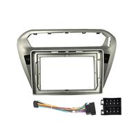 Coche 9 Pulgadas Para Citroen Para Elysee 2014 2015 2016 2017 2018 2Din Car Radio Fascia DVD Stereo Frame Plate Mounting Dash Bisel Accesorios(Plata con cordón)