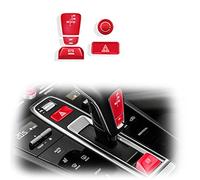 Coche Accesorios Botones De Cambio De Marchas Para Consola Central, Cubierta Decorativa De Lentejuelas Embellecedora Para Porsche Para Cayenne 2018-2021, Accesorios De Interior De Coche ( Color : Rot