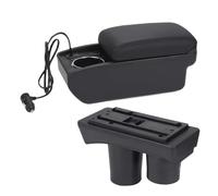 Coche Apoyabrazos Para Citroen Para C3 Para C2 Caja De Almacenamiento Automática Portavasos Modernización Interior Dedicados Apoyabrazos Amortiguador De Maletero(A Black line Fast charging)