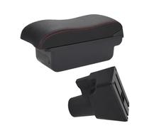 Coche Apoyabrazos Para Kia Para Picanto Interior del coche Reposabrazos Caja de almacenamiento Superficie curva Cuero Instalación sencilla Amortiguador De Maletero(C Black red NO USB)