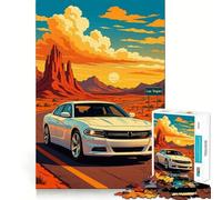 Coche Blanco en la Carretera a Las Vegas Rompecabezas de 1000 Piezas para Adultos Juego de lógica Corte de precisión Bordes Lisos reuniones Familiares (38x52cm)