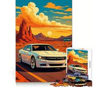 Coche Blanco en la Carretera a Las Vegas Rompecabezas para Adolescentes de 1000 Piezas Capacidad de concentración Ideal para Relajarse y Jugar a Encajar Un Regalo Memorable (38x26cm)