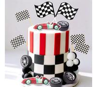 coche carreras rojo decoracion pastel auto figura pastel bandera cuadros dos rapido crecer fiesta cumple decoracion veloz uno tres necesitan cuatro velocidad decoraciones cumpleanos