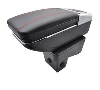 coche con consola central Para Suzuki Para Vitara 2015-2019 Caja de almacenamiento Reposabrazos Contenido Reposabrazos Cenicero giratorio de cuero negro 2016(Red thread)