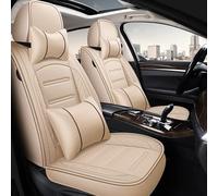 Coche Cubiertas Asientos Juego Completo Funda Asiento Coche 5 Asientos Cuero PU para Hyundai para Tucson para Santa Fe I30 I40 para Veloster para Genesis para Venue para Terracan(Beige,Luxury)