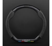 Coche Cuero Volante Fundas, para Lynk & Co 01 02 03 04 05 06 07 08 09 Antideslizante Duradero Transpirable Volante Protector Accesorio,A/Black-Carbon Fiber Skin