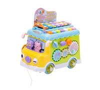 Coche de actividades musicales para niños pequeños con forma de piano de percusión, color a juego, cognitivo para coordinación ojo-mano, aprendizaje, xilófono, autobús, juguete