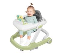 Coche de aprendizaje 2 en 1, andador + carrito auxiliar, caminar con música, altura regulable y plegable (verde claro)