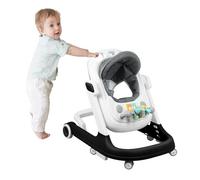 Coche de aprendizaje 2 en 1, andador + carrito auxiliar, caminar con música, altura regulable y plegable, color negro