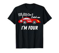Coche de Carreras de 4º cumpleaños Can't Catch Me I'm 4 Four Year Old Boy Camiseta