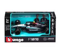 Bburago - Mercedes AMG Petronas W15 Lewis Hamilton #44 2024 - Maqueta Realista de Coche a Escala 1:43, pilotado por Lewis Hamilton, Licencia Oficial Mercedes, Edad Recomendada 3+ años