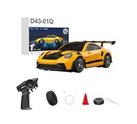 Coche de deriva 1/43 RC, 2,4 G 4 WD vehículo totalmente proporcional con control remoto de aleación de aluminio, luces LED y giroscopio, 20 km/h, coches RC, juguete de carreras, idea de regalo para