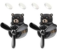 Coche de dibujos animados ambientador ambientador de aire,difusor de Piloto de oso Lindo,hélice Salida de aire ambientador.Perfume de Coche para la decoración interior del coche. (Oso+Oso)
