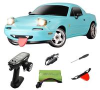 Coche de drift RC a escala 1/18, LD1804 Mini Mazda MX-5 Modelo de coche RC 2,4 GHz RWD Miata Vehículos RC con giroscopio para luces LED para adultos Juguetes de hobby (azul)