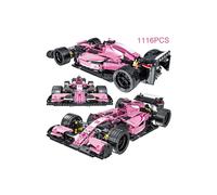 (Coche de F1 rosa) Coche deportivo técnico de alta tecnología Fórmula F1 Bloque de construcción Ciudad Carreras