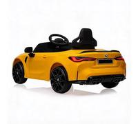 Coche de lujo modelo 4 coche eléctrico con licencia 12 V para niños, mando a distancia 2,4 GHz, 3 velocidades, luces LED, bocina, música, USB - coche de juguete 3 - 8 años, regalo original - amarillo