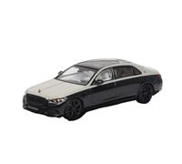 Coche De Modelo Die Cast Adornos Decorativos De Aleación para Coche Mercedes S680 Clase S Dark Night 2023, Escala 1:64 Miniaturas De Automoción(Black and Silver)
