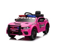 Coche DE POLICÍA 12V Infantil, Rosa, Dodge, Ruedas Goma, RC, 1 A 5 AÑOS