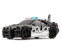Coche de policía juguete con luces sonidos sirenas movimiento de embrague maletero abatible ruedas de goma escala 1:20 luces intermitentes patrulla coche de policía coche coche coche sonidos reales (A
